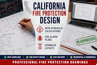 license california nfpa hydraulic calculation, fire alarm plan, sprinkler layout