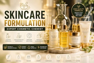 develop formulas for cosmetic formulation, skincare, hair care, organic product