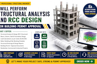 perform structural analysis and rcc design for building permit approval
