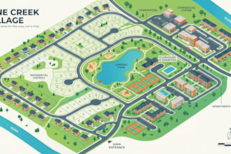 create vector site plan, property map, real estate map plot plan and master plan