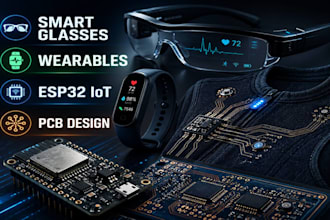 wearable health device smart glass, cloth pcb, band tracker esp32 sensor