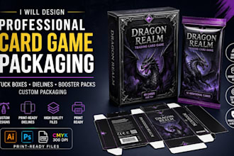 do card game boxes, tuck boxes dieline, pack and booster pack design tarot card