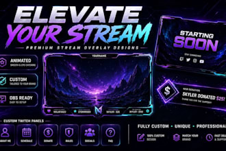 design livestream overlay stream graphics obs overlay twitch logo panel