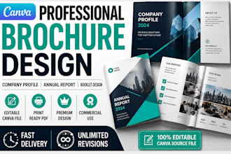 design professional canva brochure, company profile, booklet and annual report