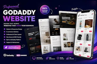 design godaddy redesign squarespace website, integrate tiktok shop printify