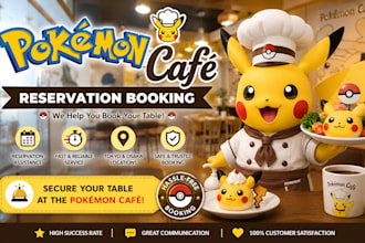 reserve your pokemon cafe, ghibli park, kirby cafe reservation
