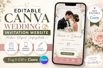 design editable canva wedding invitation website canva digital invitation design