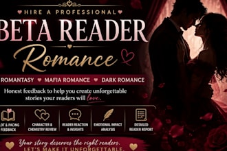 beta read your romance romantasy mafia romance or dark romance manuscript