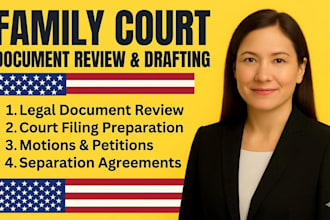 review and draft family law legal documents and court filings
