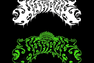 design a psychedelic and heavy stoner metal logo