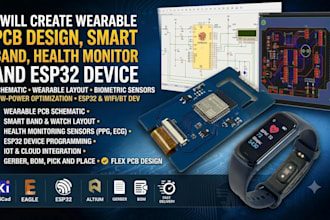 create wearable pcb design smart band, health monitor, tinyml and esp32 device