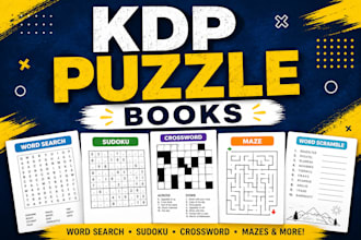 create kdp ready puzzle book word search sudoku crossword and maze design puzzle