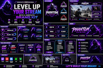create a complete twitch, kick, and youtube gaming brand kit