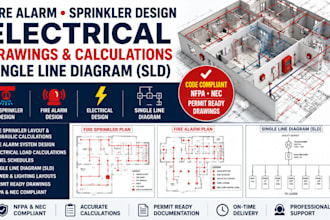 create fire alarm sprinkler design electrical drawings, calculations sld drawing