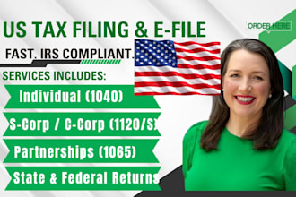 prepare and efile US tax return for individual business, s corp, and c corp