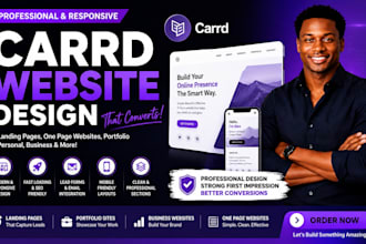 design responsive carrd website, landing page, portfolio and business website