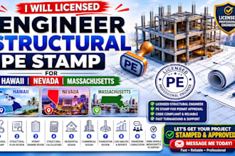 lincensed engineer structural pe stamp for hawail nevada massachusetts