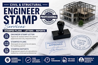 civil and structural engineer stamp letter, stamped plan engineer stamp report