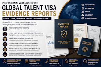 write global talent visa evidence report for patent award and achievement