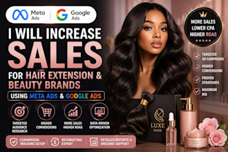 setup tiktok, meta and google ads to grow your hair extension brand sales