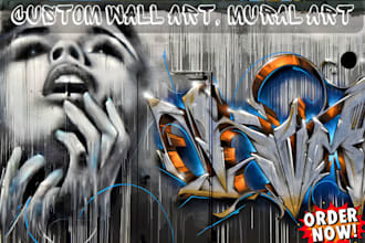 design mural wallpaper art, doodle, graffiti poster, canvas wall art and decals