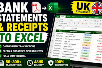 convert bank statements and receipts into excel spreadsheets