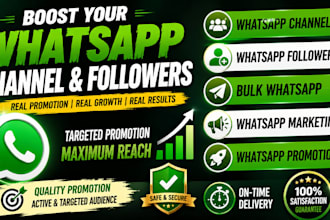 market and promote whatsapp channel, followers, and send bulk whatsapp dms