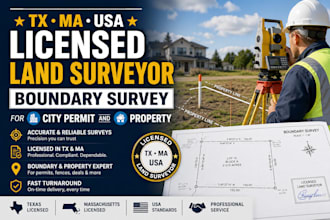 do tx ma USA licensed land surveyor boundary survey for city permit and property