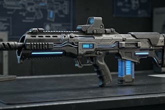 model, animate 3d sci fi gun weapons for unreal engine games and game unit