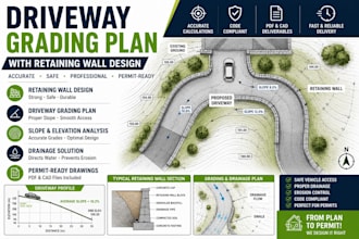create driveway grading plan with retaining wall design