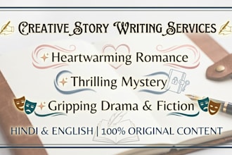 do creative story and script writing in hindi and english