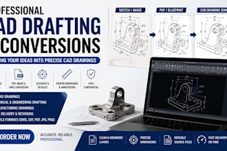 create cad drawings, convert sketches to cad files, cad conversion exploded view