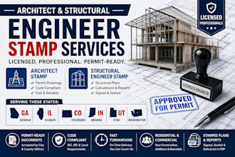 architect stamp, structural engineer stamp ga illinois, colorado, indiana,ut, wa