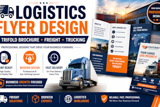 trucking logistics flyer design, cargo, freight broker brochure dispatch flyer