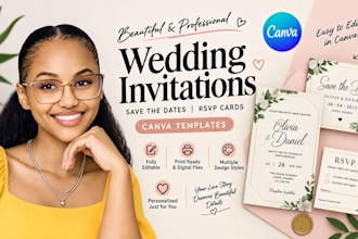 design elegant wedding invitations and editable canva stationery