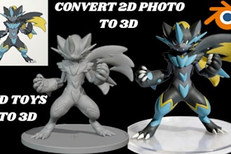 convert 2d to 3d model 3d toy model photo to 3d printable figurine stl  printing