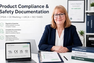 write cpsia compliance, ce marking, ukca, iso 13485 and product safety reports