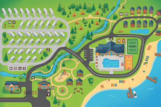 design custom campground map, rv park map, resort map, site plan and park layout