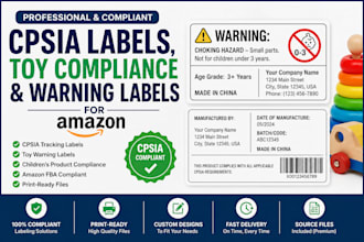 create cpsia labels, toy compliance and warning labels for amazon