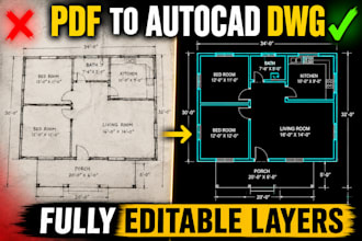 convert PDF floor plans and sketches to autocad dwg