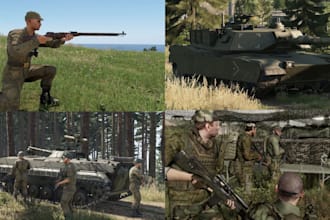 design a complete arma reforger server with custom mods