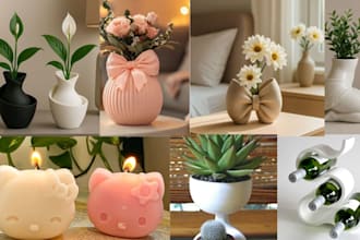 design custom 3d vase model, flower vase, 3d printable vase, decor vase model