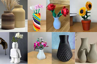 design custom 3d vase model, flower vase, 3d printable vase, decor vase model