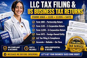 prepare llc tax filing and US business tax returns, form 1065, 1120, 1120s