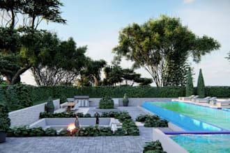 design and render your backyard with garden patio, pergola, pool visualization