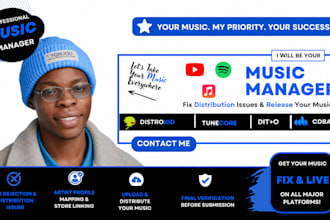 distribute music manage, fix issues playlist pitching and artist setup
