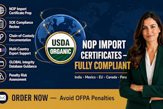 prepare usda nop import certificate and organic compliance docs
