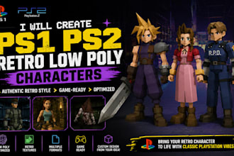 create ps1 ps2 retro low poly character