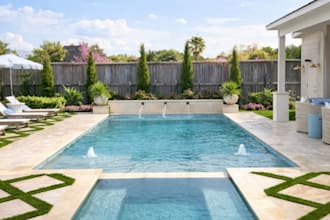 do backyard pool design landscape design, 3d rendering for patio and garden