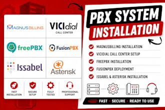 install magnusbilling, vicidial, freepbx, fusionpbx and asterisk